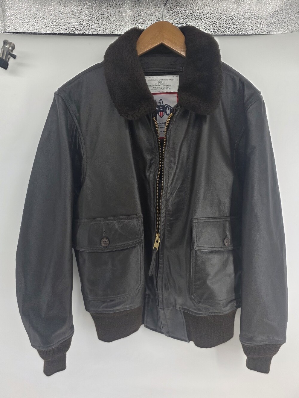 VTG US DSCP Jacket 42 Mens Flyers Intermediate Type G-1 Leather Wool Bomber Mint